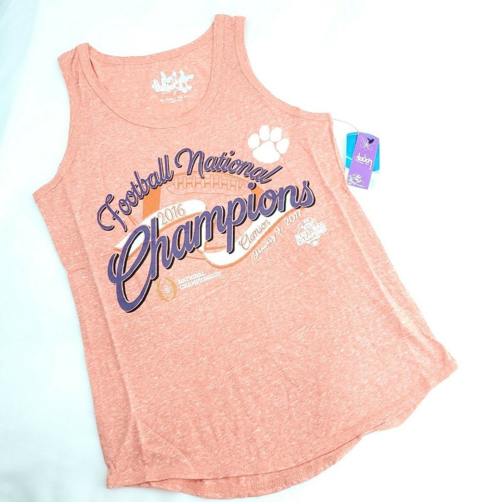 Clemson National Championship Womens Orange Football Tank Top Size M